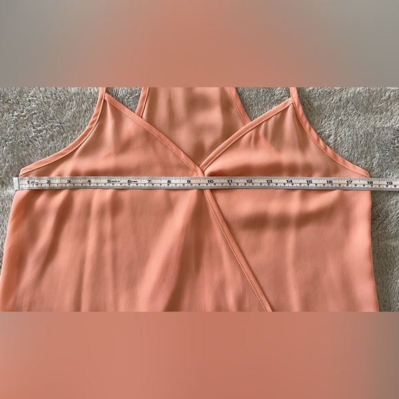 Lily White Deep V Neck Wrap Spaghetti Strap Tank in Apricot - Picture 6 of 8